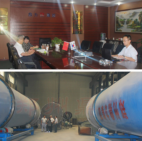 韓國客戶考察木屑烘干設備